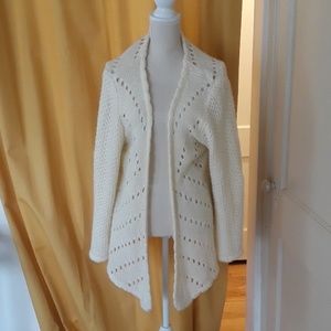 Creme knit sweater no buttons boho look.